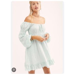 NWT Free People Lowry Mini Dress, Blue, Large